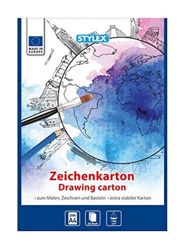Stylex 46727 - Tekenkartonblok - DIN A4 - 20 vellen - 190 g/m² - Wit