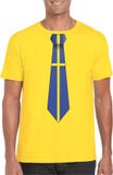 Bellatio Decorations Shoppartners Bv Geel t-shirt - met Zweden vlag stropdas - supporters - heren XL