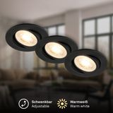 BRILONER - Set van 3 led-inbouwspots, 230 V, plat, draaibaar, warm wit licht, inbouwspot, plafondspots, extra plat, 8 x 2,2 cm, zwart