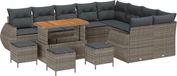 vidaXL Banc de jardin - Set - 3 places assises - Gris/ Gris foncé - Polyrotin
