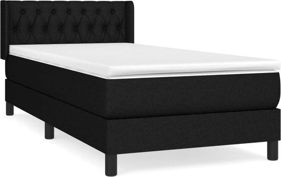 vidaXL Boxspring met matras stof zwart 90x200 cm