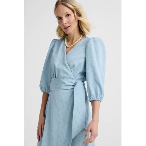 Freebird midi jurk met blad blauw