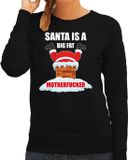 Bellatio Decorations Bol Foute Kerst sweater / kersttrui Santa is a big fat motherfucker zwart voor dames - Kerstkleding / Christmas outfit L