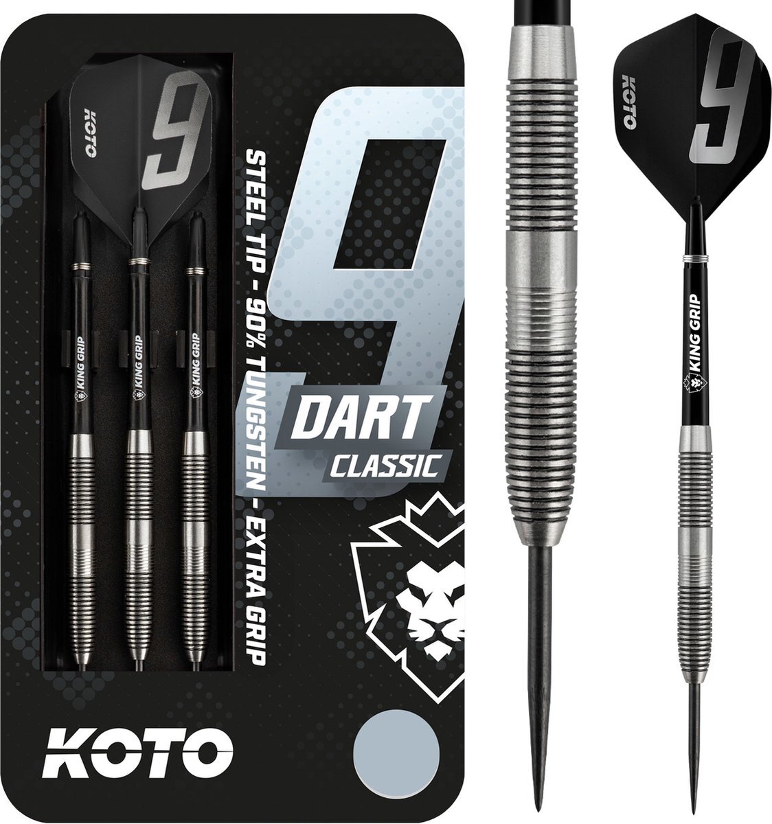 Koto 9-Dart Classic 90% - Dartpijlen - 22 Gram - Tungsten Darts - 3 Pijlen - Dartset - Met Dartcase