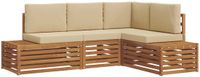 vidaXL Tuinbank Set met Kussen 4 Stuks Natuurlijk en Beige