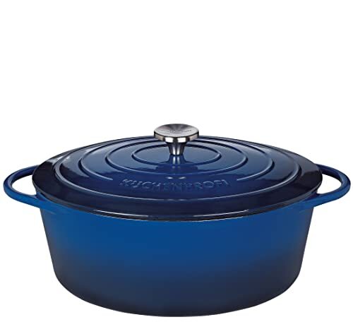 Küchenprofi braadpan ovaal 33 cm, blauw, Provence gietijzeren braadpan 33 cm