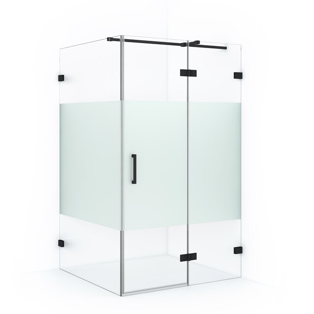 Maxaro Douchecabine Diamond 120x110cm 8mm Helder Veiligheidsglas met Matte Strook Mat Zwart