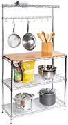 Seville Classics Baker's Rack voor keukens, massief houten bovenblad, 34 x 91,4 x 160 cm, zink