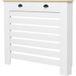 Radiateur électrique avec grille à persiennes horizontales et 2 tiroirs en bois, 111 cm (l) x 19 cm (p) x 95,5 cm (h), blanc