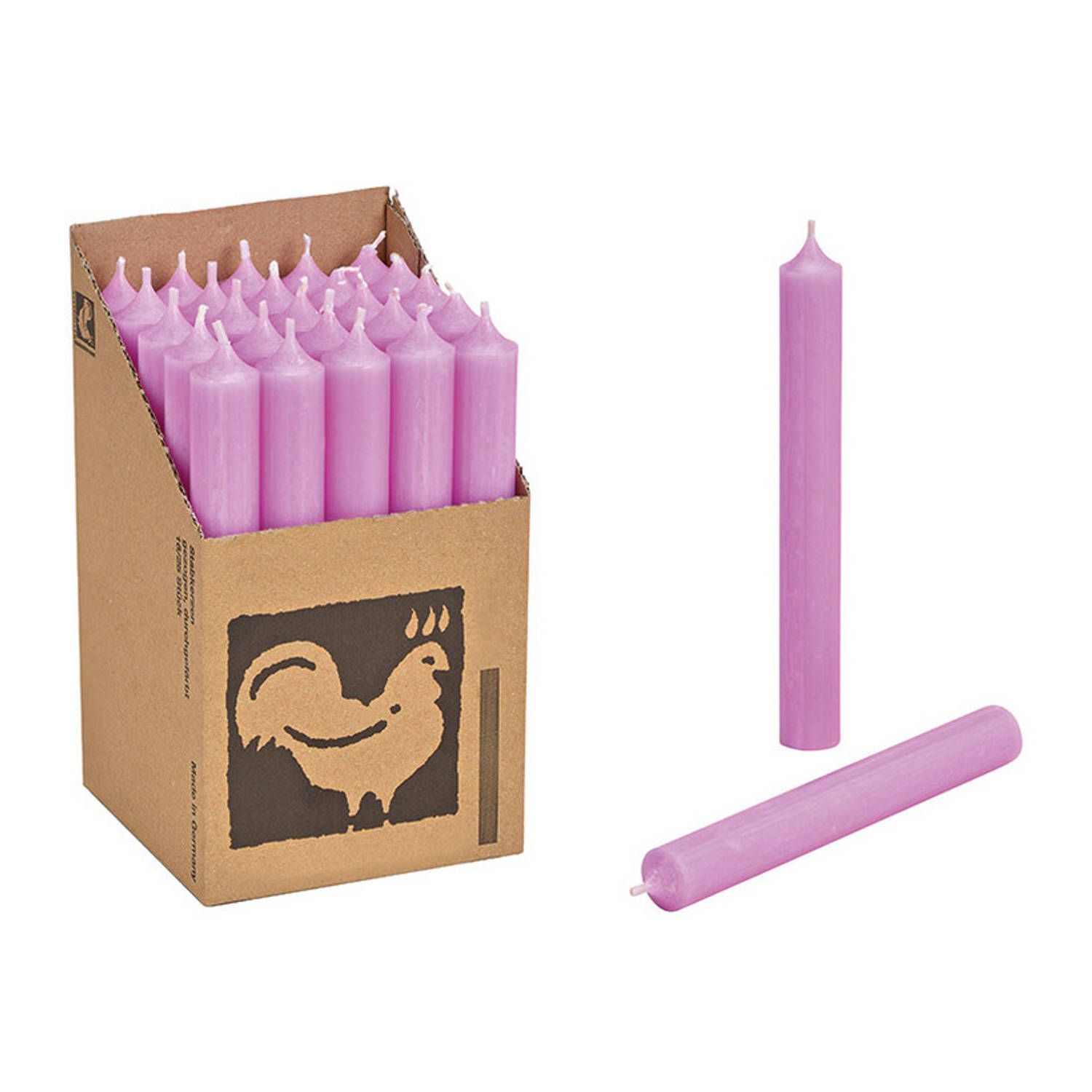 Set van 25 lila paarse kaarsen 18 cm - Geurloos