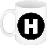 Bellatio Decorations Shoppartners Bv Koffie mok met de letter H - beker - zwart - 300 ml
