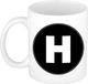 Bellatio Decorations Shoppartners Bv Koffie mok met de letter H - beker - zwart - 300 ml