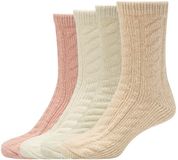 s.Oliver Dames sokken 4-pack kabelpatroon gerecycled polyester 39-42 oxford tan lurex