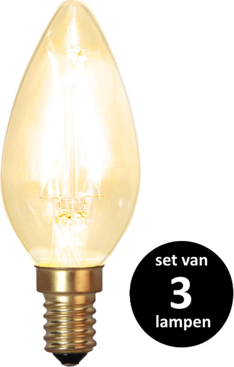 Star Trading LED Kaars lamp lichtbron - E14 - Niet dimbaar - Super Warm Wit <2200K - 1.5 Watt - vervangt 15W Halogeen - set van 3