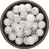 Decoris Kerstballen - 25x stuks - 6 cm - Kunststof - Wit