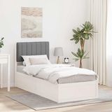 vidaXL Bedframe met Gevoerde Hoofdbord Lichtgrijs 75 x 190 cm