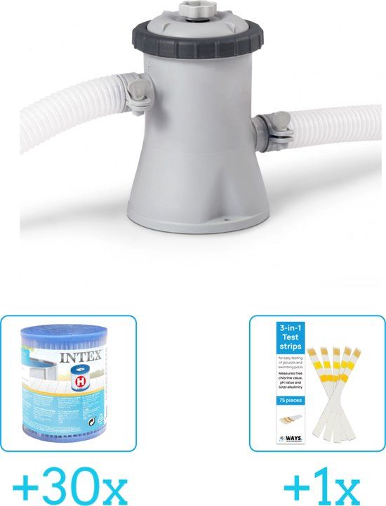 Intex 28602GS Filterpomp - 1.250 l/h - Incl. Filter Cartridge & Teststrips