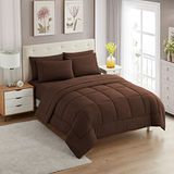 Sweet Home Collection Ultra Soft Down Alternatieve Set & Luxe Lakens, Polyester, Bruin, Twin XL