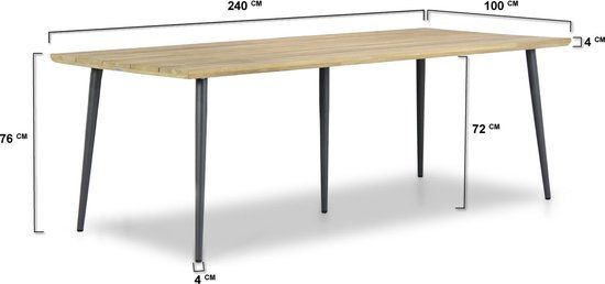 Lifestyle Montana Dining Tuin Tafel - 240 x 100 cm - Grijs-antraciet