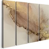 Artaza Canvas Schilderij Vierluik Abstracte Kunst - Bruin Goud Marmer - 120x90 - Canvas Print
