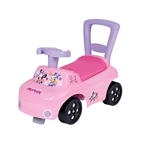 smoby Minnie 720532 Speelgoedkist voor de auto, loopfunctie, stuurwiel, voor kinderen vanaf 10 maanden