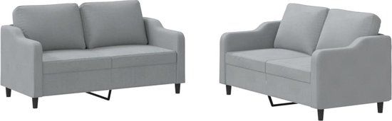 VidaXL 2-delige Loungeset met kussens stof lichtgrijs