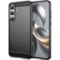 Samsung Galaxy S25 FE 5G Coque Housse Étui Silicone Gel Carbone + Film Écran - Noir