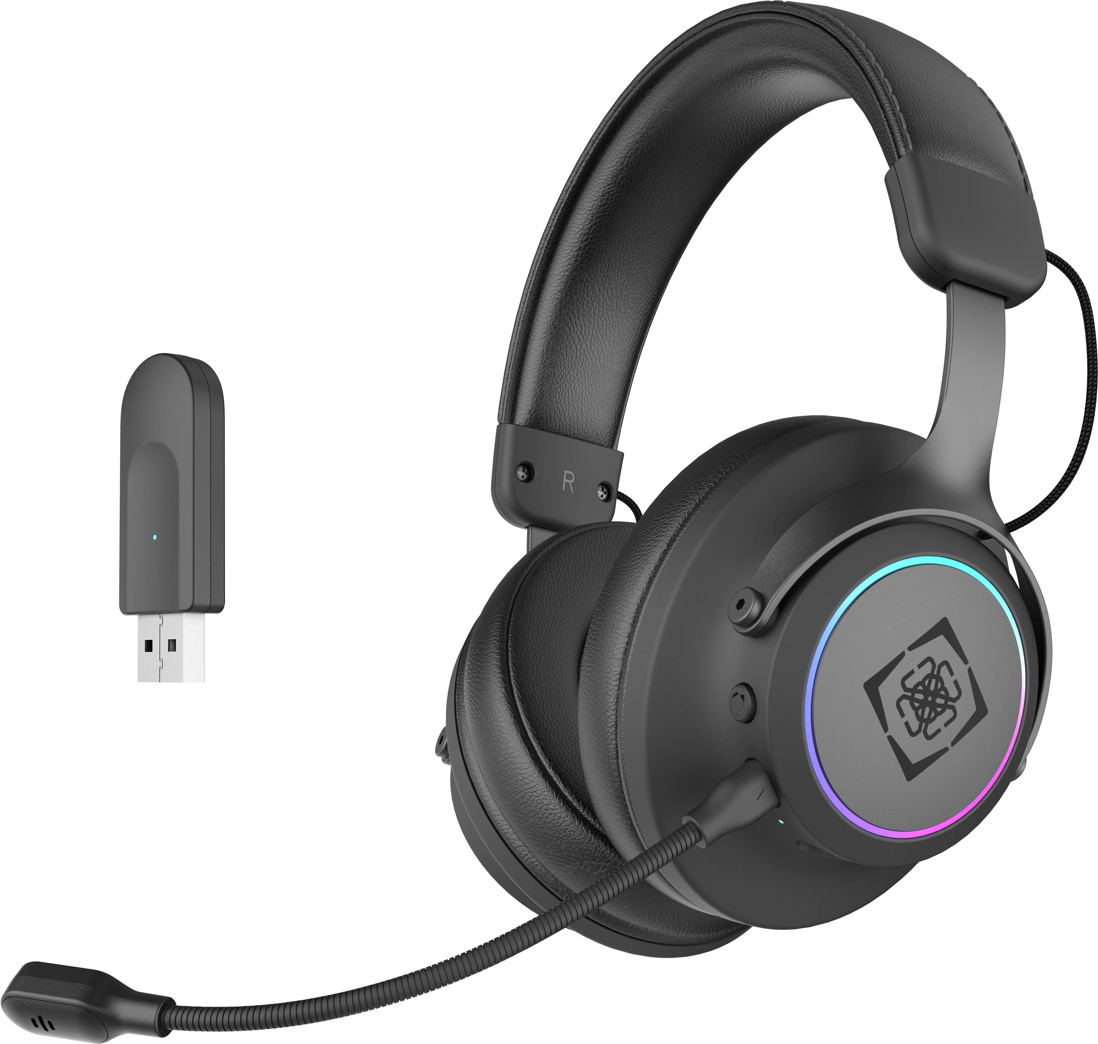 Deltaco DH440 - Wireless Gaming Headset - 7.1 Surround Sound - RGB - Black