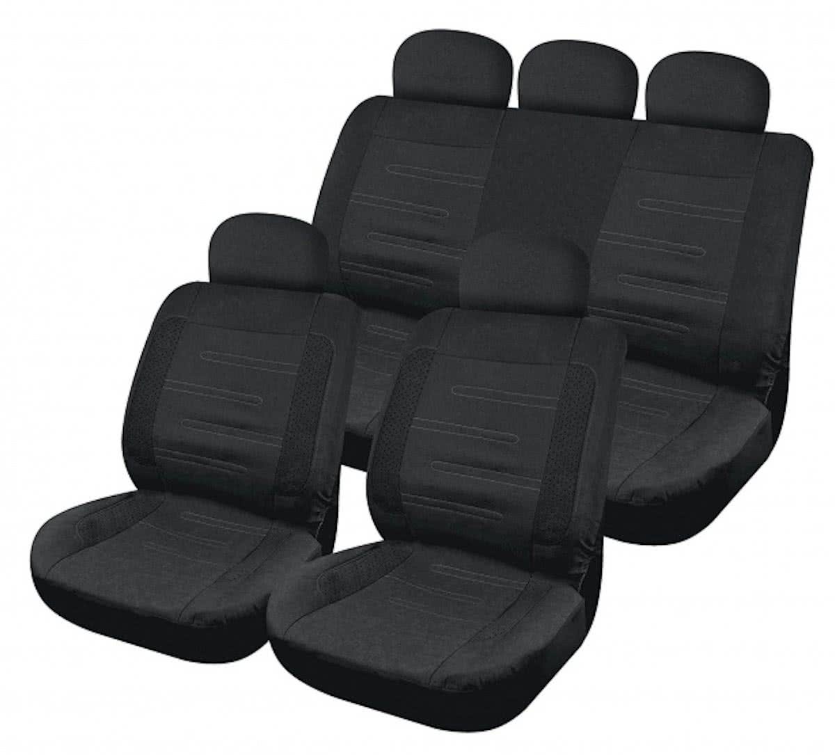 Car Plus Stoelhoezen Set California Uni Microvezel Zwart 12-delig