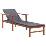 VidaXL Lit de jardin polyrotin et bois d'acacia massif noir