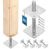 KOTARBAU® 4 stuks Paalhouder, Paalvoet, Verzinkt Staal, 110 x 110 x 250 mm, M24, Zilver