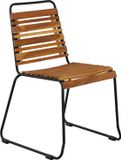 Hioshop Bois Tuinstoel Stapelbaar Acacia, Zwart