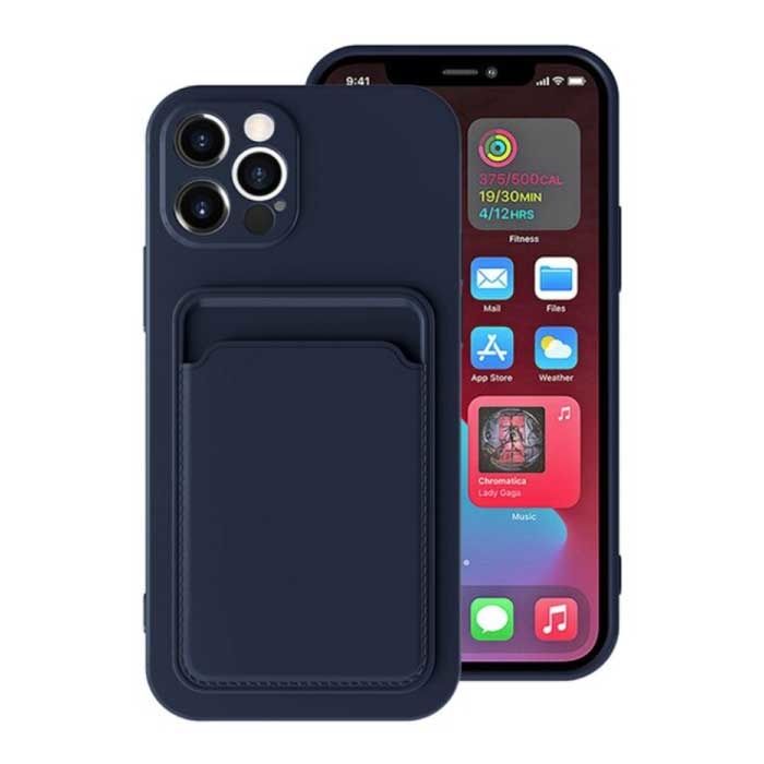 XDAG iPhone 13 Mini Kaarthouder Hoesje - Wallet Card Slot Cover Blauw