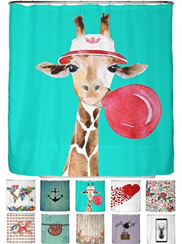 arteneur Arteneur® - anti-schimmel douchegordijn 180x200 - Giraffe met Bril en Kauwgom