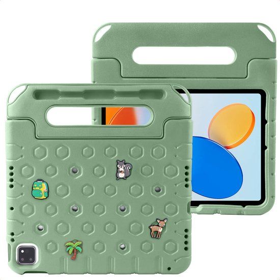 imoshion Kidsproof tablethoes met afneembare dolls voor de Apple iPad 11 (2025) 11 inch A16 / iPad 10 (2022) 10.9 inch - Olive Green