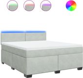 vidaXL Boxspringbed met matras, lichtgrijs, 180x200 cm, fluweel