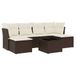 vidaXL 6-delige Loungeset met Kussens, Poly Rattan, Bruin