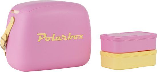 Polarbox Mini Koelbox / Coolerbag met 2 Lunchboxen - Bubblegum-Yellow - 6 Liter