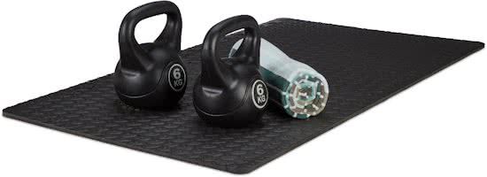Relaxdays vloertegel set - fitness mat - bpa-vrij - zwart - ondergrond - uitbreidbaar