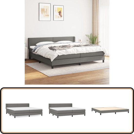 vidaXL Boxspring met matras fluweel donkergrijs 200x200 cm
