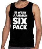 Bellatio Decorations Shoppartners Bv Ik werk aan mijn SIX Pack tekst tanktop / mouwloos shirt zwart heren - heren singlet S
