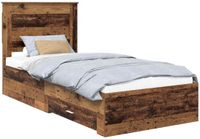 vidaXL Bedframe met lade en opslag Oud hout Bewerkt hout 90 x 190 cm