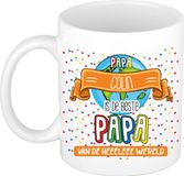 Bellatio Decorations Naam mok papa Colin - wit - de beste - keramiek - 300 ml - Vaderdag - cadeau