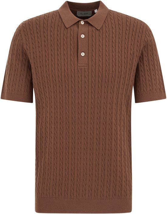Van Gils Heren regular fit gebreide polo met structuur