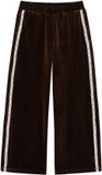 WE Fashion Meisjes wide leg velvet broek met kanten bies