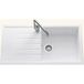 EWI Évier Granit Blanc 100x50 cm – Évier Encastrable 1 Bac Réversible – Vidage Manuel Inclus – Bonde Et Siphon Fournis