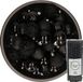 Decoris Boules de Noël - 37x pièces - 6 cm - incl. guirlande de perles - noir - plastique