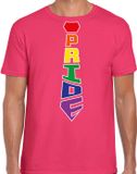 Bellatio Decorations Gay Pride shirt - pride stropdas - regenboog - heren - roze XXL