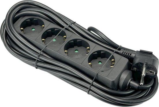 Stroomlijn Pro Elektro B.V. TCD Stekkerdoos RA 4-voudig 3 meter snoer zwart
