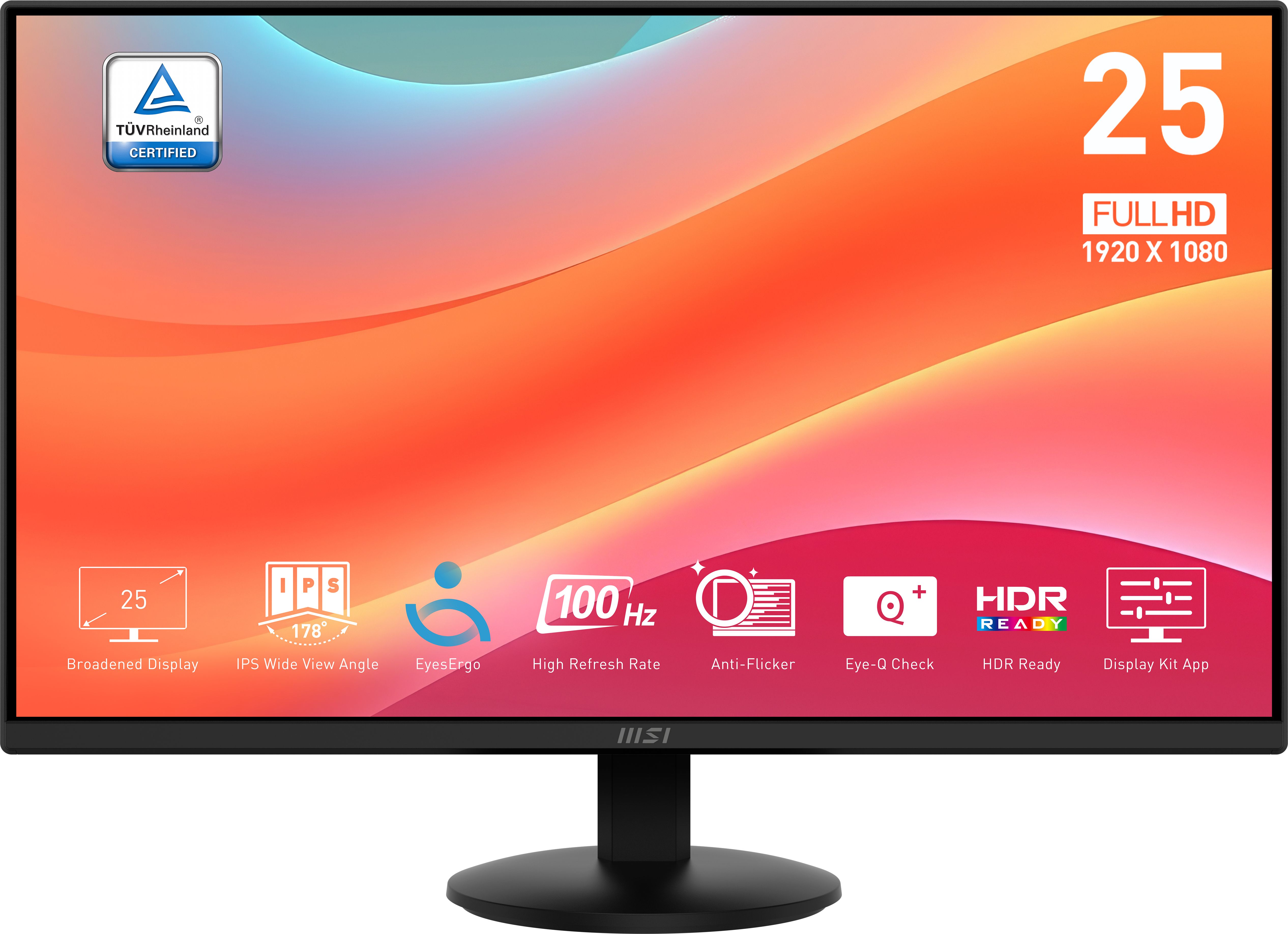 MSI Pro MP252L computer monitor 62,2 cm (24.5\") 1920 x 1080 Pixels Full HD LED Zwart